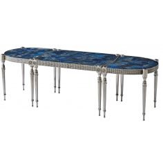 Round and Oval Coffee tables Lapis Lazuli stone top cocktail table with beautiful metal work detail
