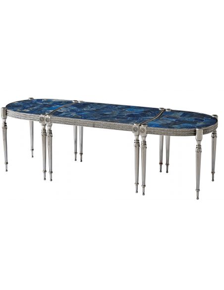 Lapis Lazuli stone top cocktail table with beautiful metal work detail
