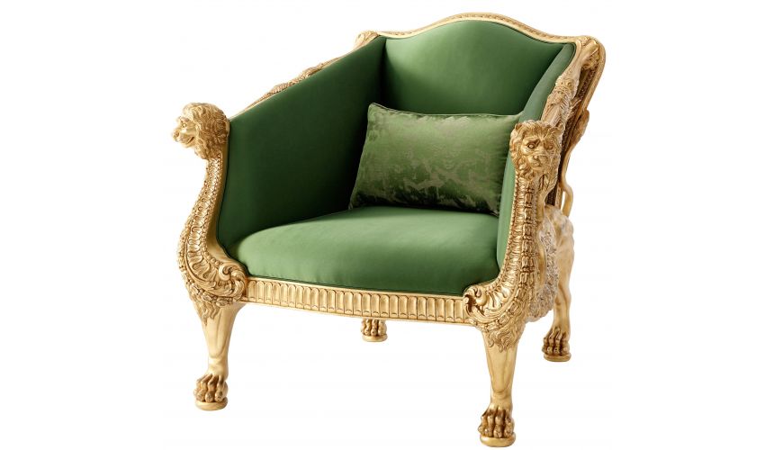 CHAIRS, Leather, Upholstered, Accent Winged lions chair