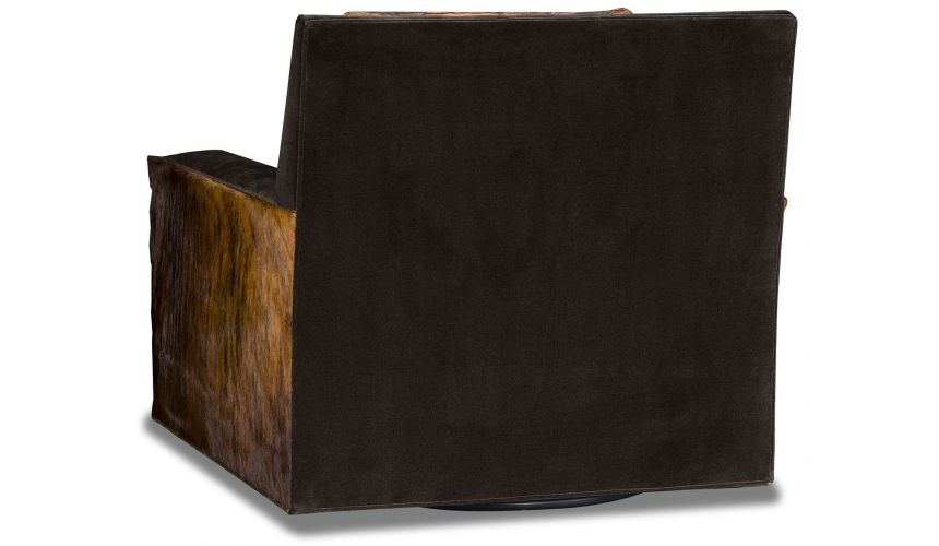 CHAIRS, Leather, Upholstered, Accent Hair on hide western style swivel chair