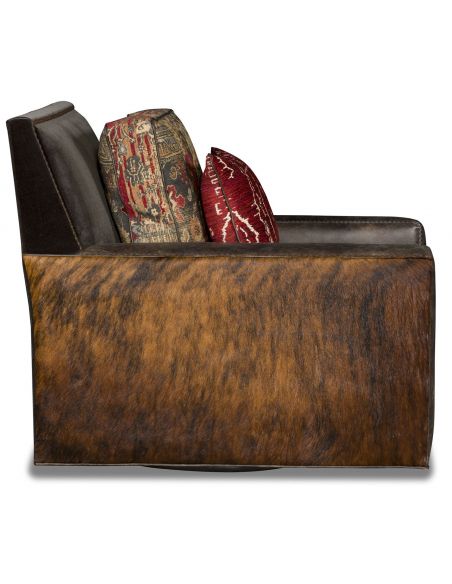 CHAIRS, Leather, Upholstered, Accent Hair on hide western style swivel chair