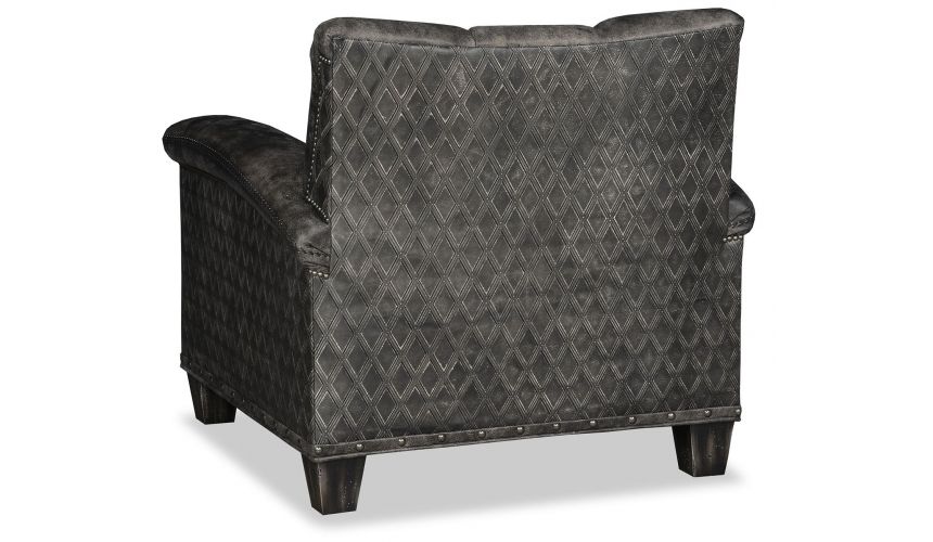 CHAIRS, Leather, Upholstered, Accent Smokey blue modern style leather accent chair