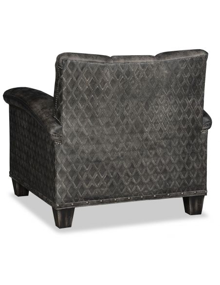CHAIRS, Leather, Upholstered, Accent Smokey blue modern style leather accent chair