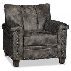 CHAIRS, Leather, Upholstered, Accent Smokey blue modern style leather accent chair