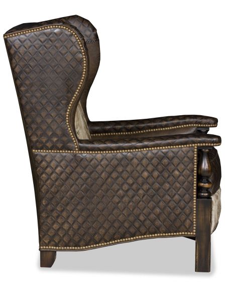 CHAIRS, Leather, Upholstered, Accent Library chair hair on hide