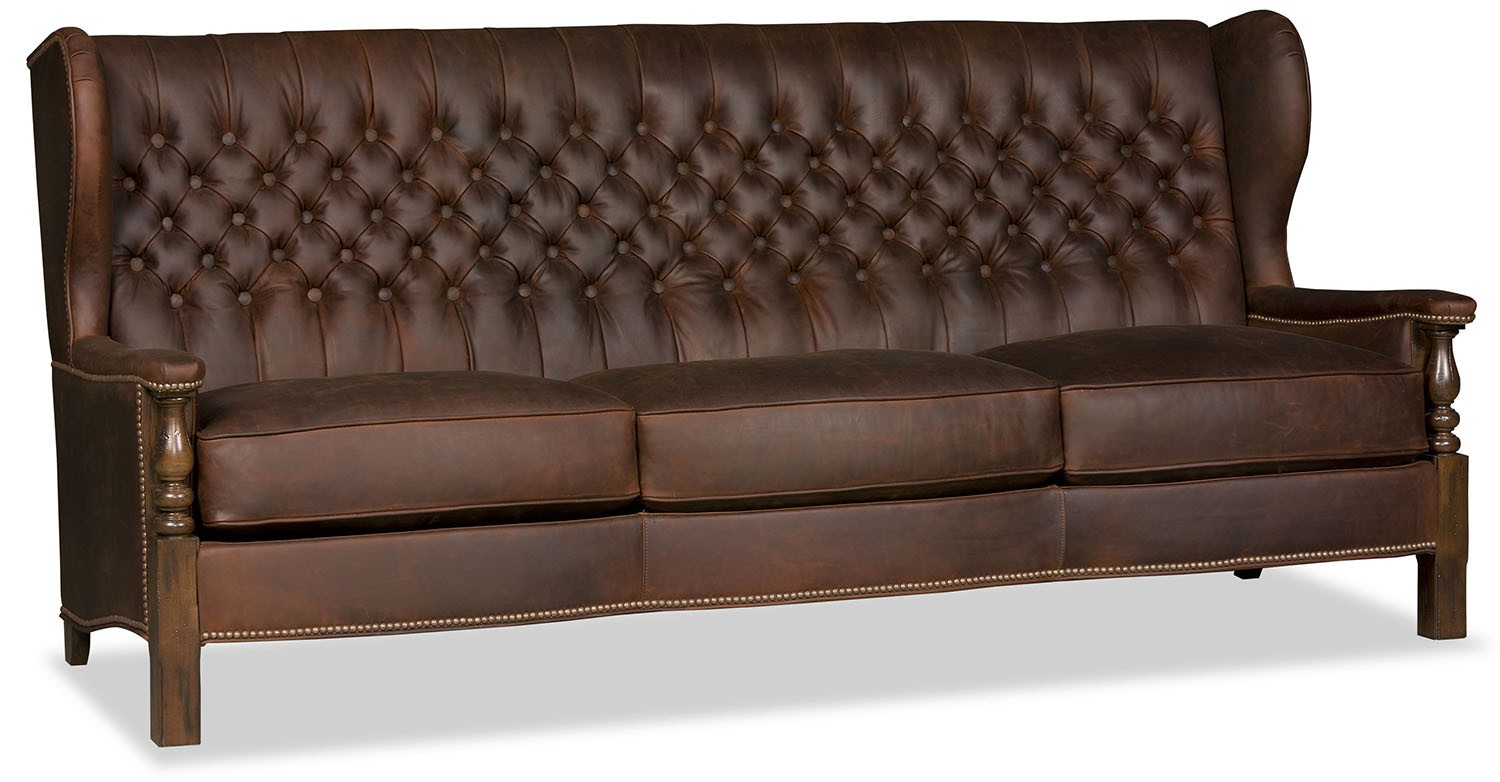 Western Furniture Library leather sofa with tufted back