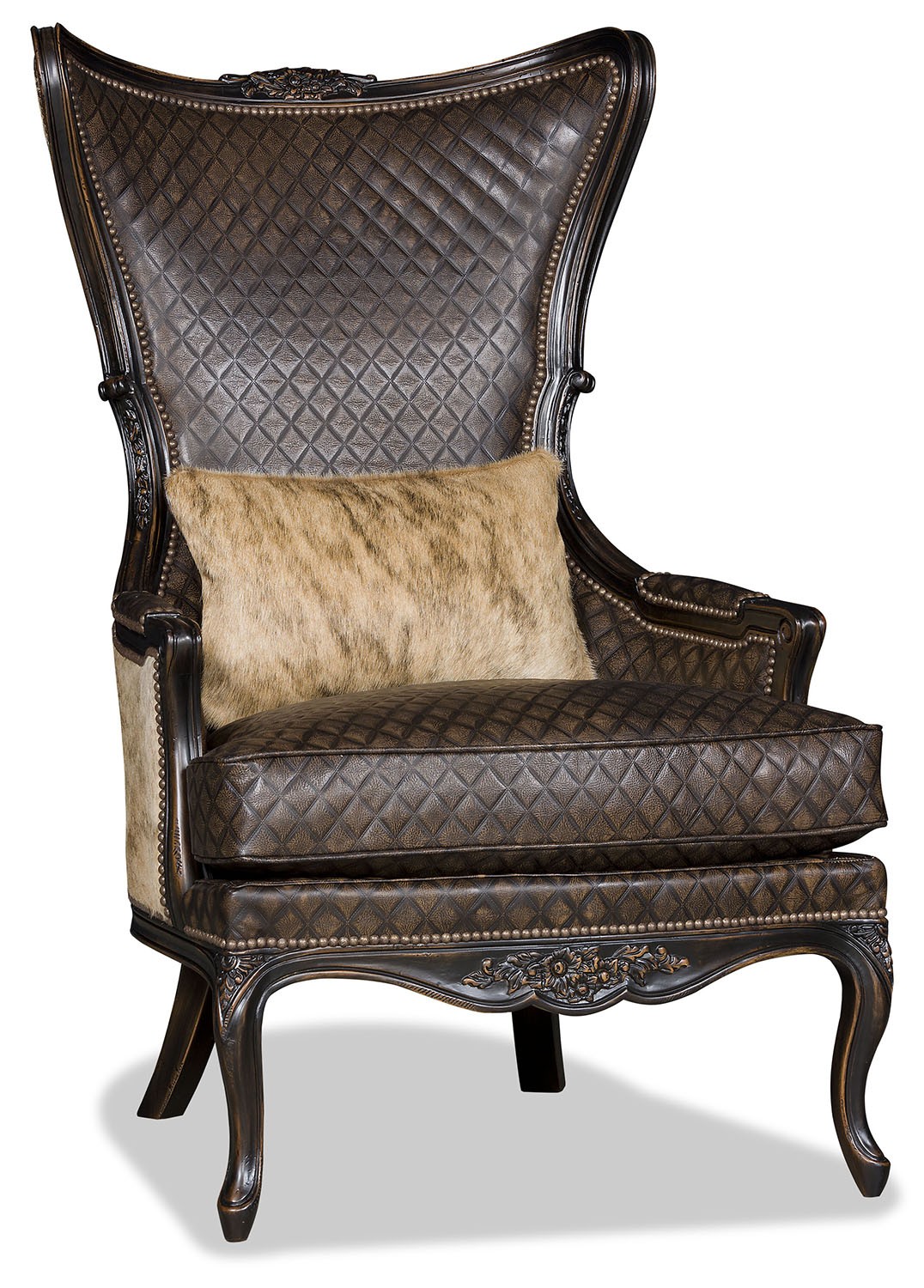 CHAIRS, Leather, Upholstered, Accent Fancy hair on hide chair