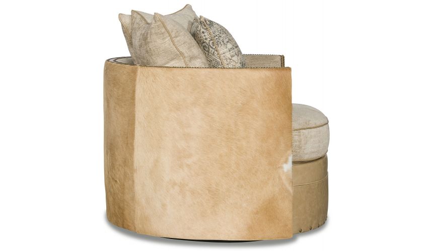 MOTION SEATING - Recliners, Swivels, Rockers Luxury swivel chair with exotic hair on hide