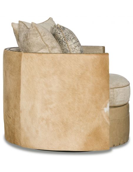 MOTION SEATING - Recliners, Swivels, Rockers Luxury swivel chair with exotic hair on hide