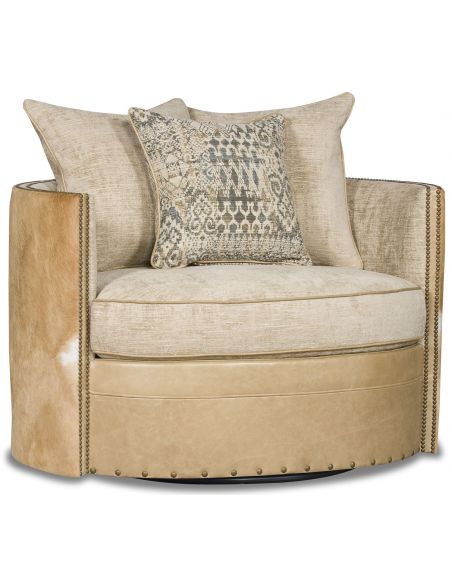 Luxury swivel chair with exotic hair on hide