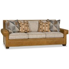SOFA, COUCH & LOVESEAT Luxury leather and fabric transitional sofa