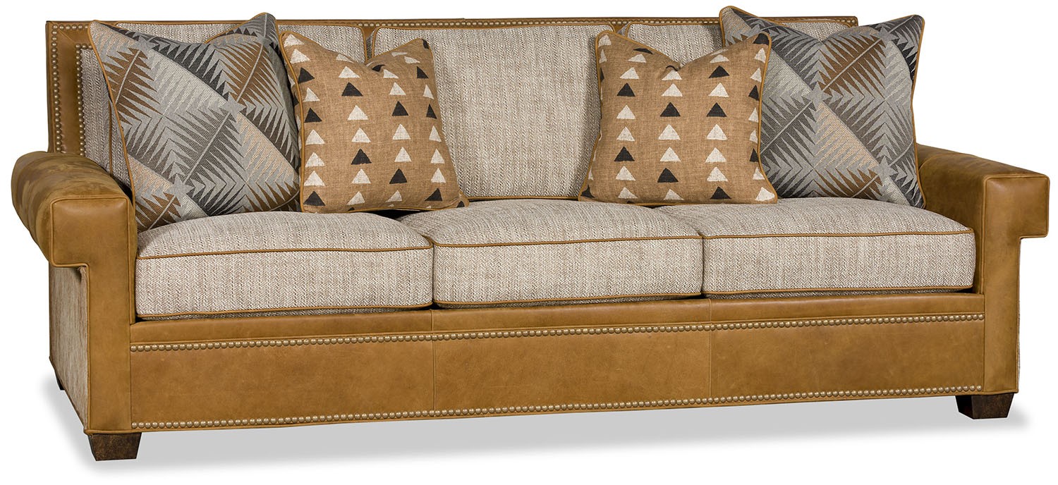 SOFA, COUCH & LOVESEAT Luxury leather and fabric transitional sofa