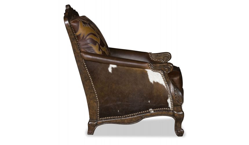 CHAIRS, Leather, Upholstered, Accent Ruff Rider stylish western accent chair