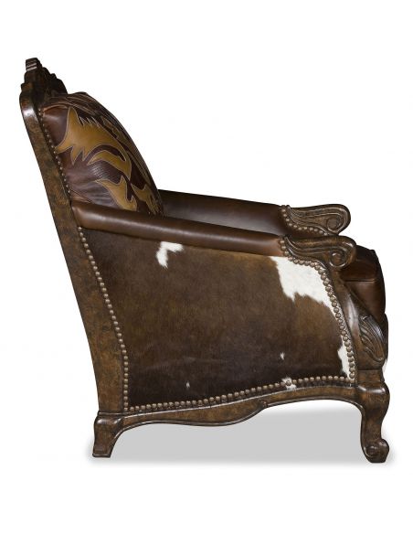 CHAIRS, Leather, Upholstered, Accent Ruff Rider stylish western accent chair