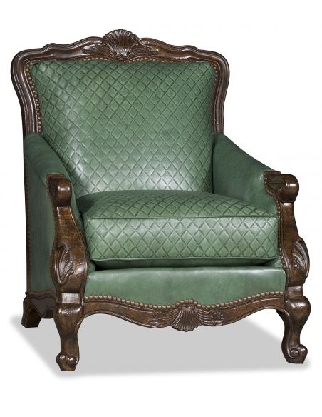 Embossed quilted leather library chair