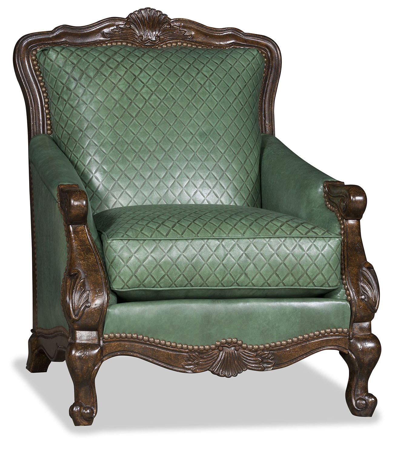 CHAIRS, Leather, Upholstered, Accent Embossed quilted leather library chair