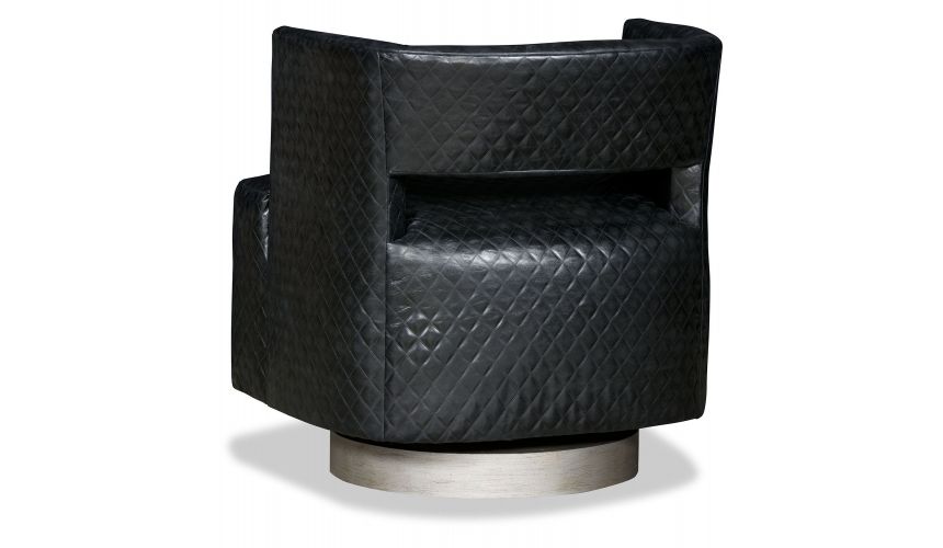MOTION SEATING - Recliners, Swivels, Rockers Diamond embossed leather swivel tilt barrel chair