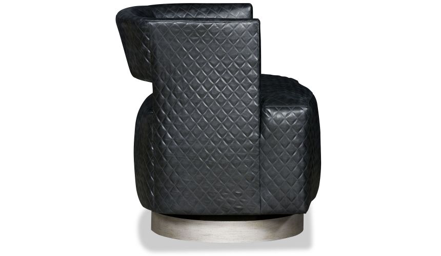 MOTION SEATING - Recliners, Swivels, Rockers Diamond embossed leather swivel tilt barrel chair
