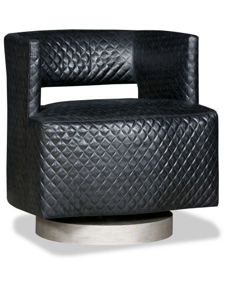 Diamond embossed leather swivel tilt barrel chair