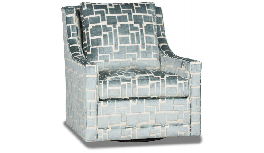 MOTION SEATING - Recliners, Swivels, Rockers Cheery colors and pattern modern swivel chair