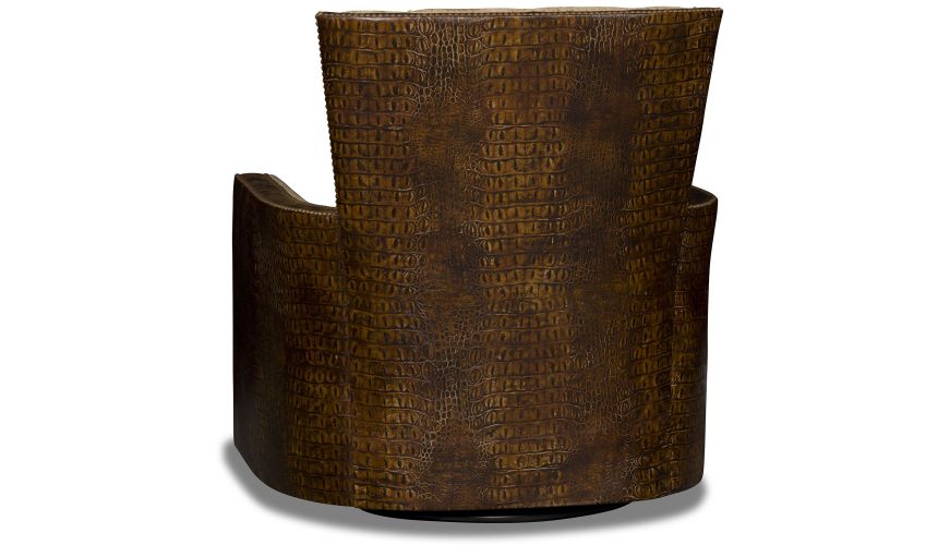 MOTION SEATING - Recliners, Swivels, Rockers Swivel embossed gator brown and tan library chair