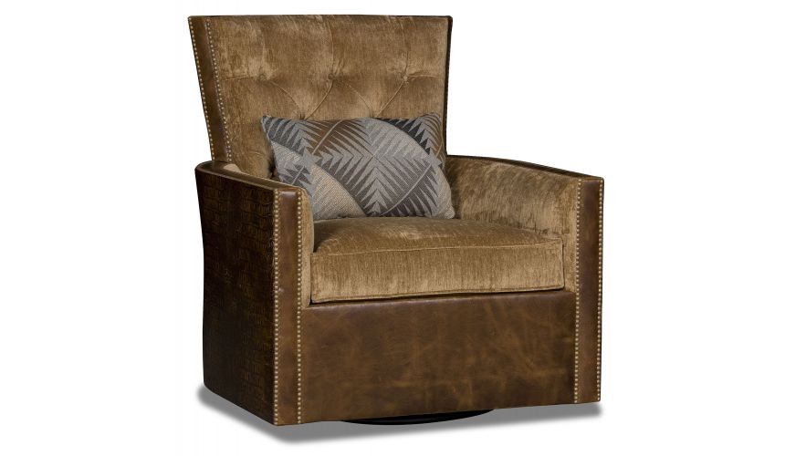 MOTION SEATING - Recliners, Swivels, Rockers Swivel embossed gator brown and tan library chair