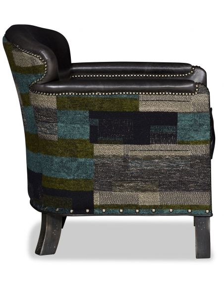 Eclectic colors and fancy details barrel chair