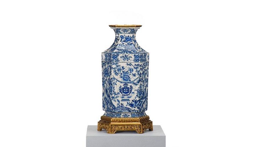 Decorative Accessories High Quality Furniture Blue White Hex Vase