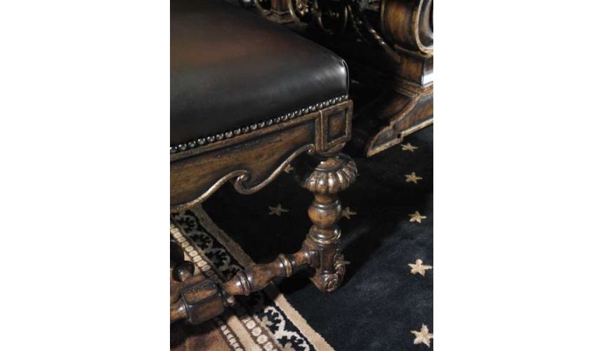 Dining Chairs Dining room chair covered in a combination of leather and printed fabrics