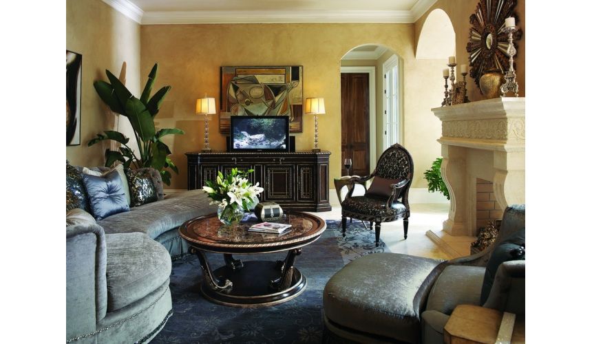 Round and Oval Coffee tables Cocktail table with beautiful metal work detail