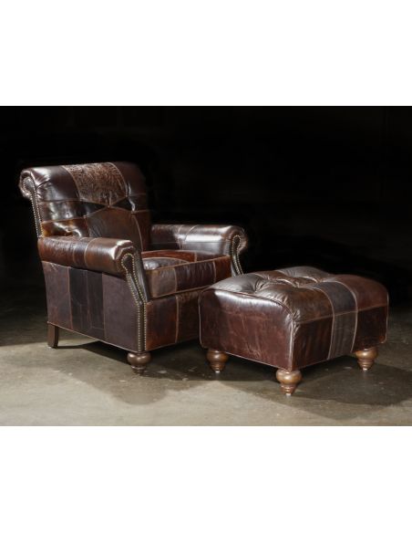 01 western furniture. Custom sectional sofa, chairs, hair hide ottoman