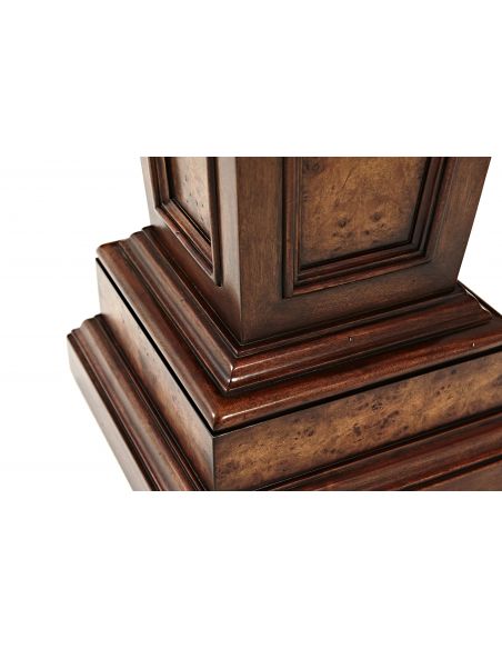 luxury furniture walnut & brass engraved panel pedestal / column