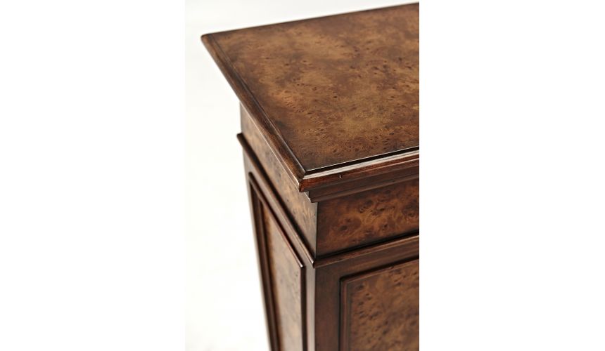 luxury furniture walnut & brass engraved panel pedestal / column