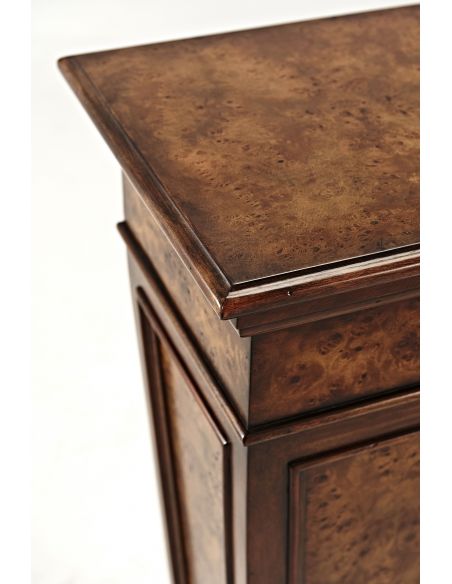 luxury furniture walnut & brass engraved panel pedestal / column