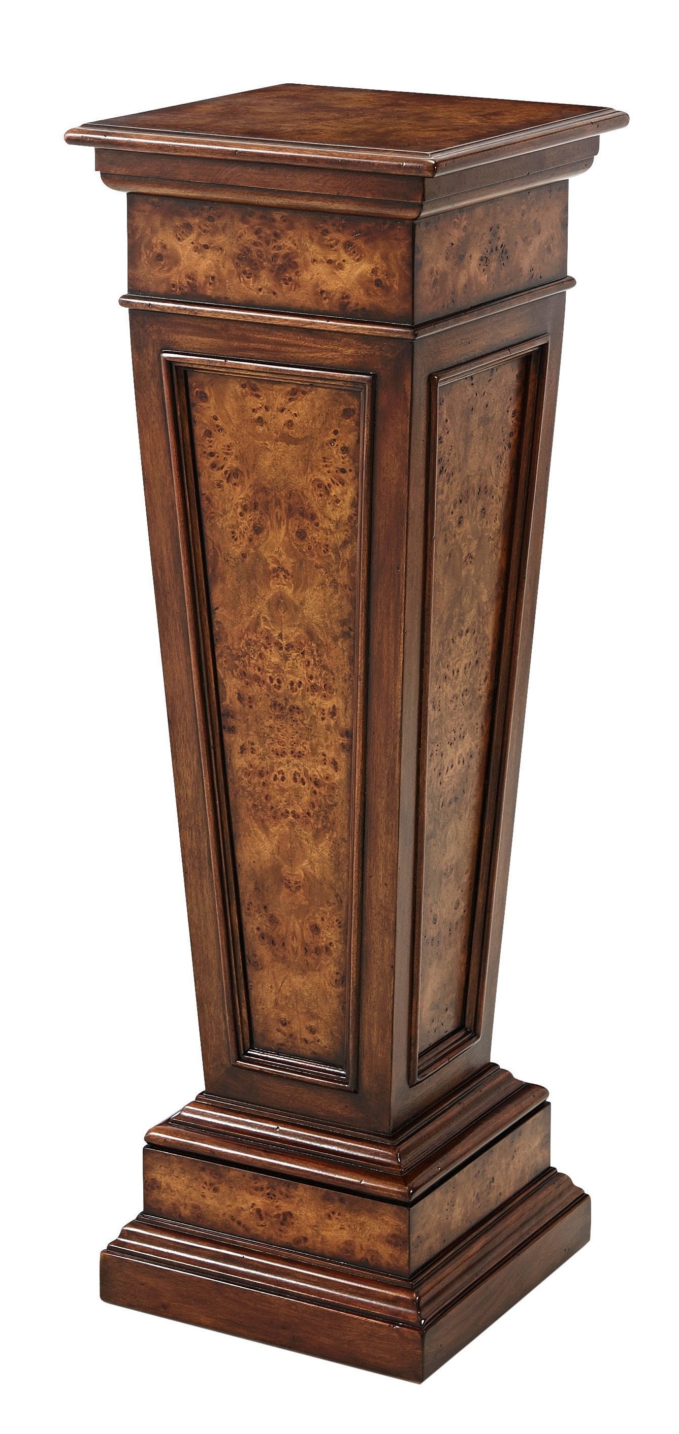 luxury furniture walnut & brass engraved panel pedestal / column