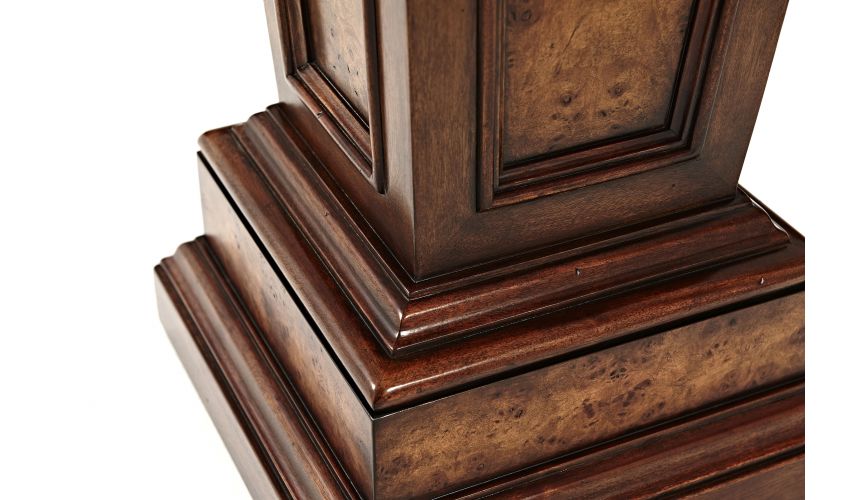 Luxury furniture, poplar and burl panel pedestal column