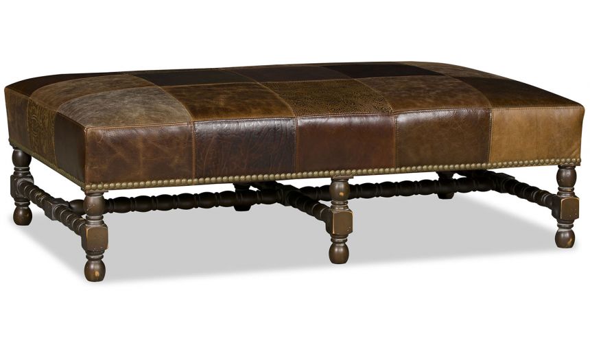 Long leather store ottoman bench