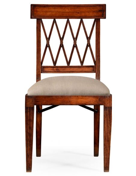 Regency style lattice back dining side chair