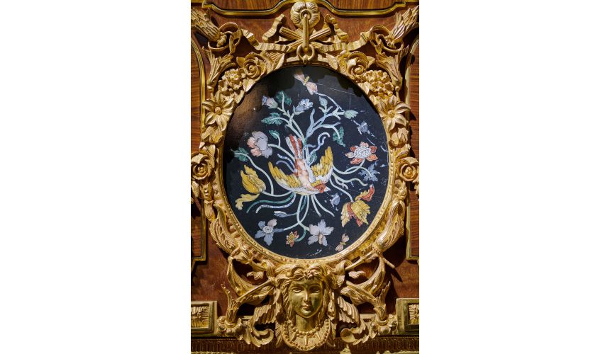 Breakfronts & China Cabinets Deluxe Golden Detailed Writing Desk with Oval Paintings from our furniture showpiece collection....