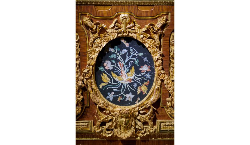 Breakfronts & China Cabinets Deluxe Golden Detailed Writing Desk with Oval Paintings from our furniture showpiece collection....