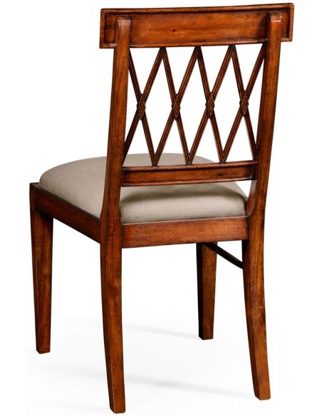 Regency style lattice back dining side chair