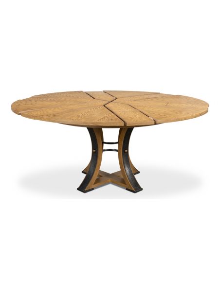 70 Round table with self storing leaves. Gray bleached oak wood