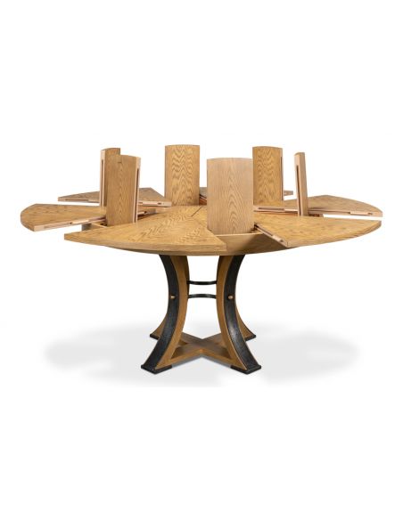 70 Round table with self storing leaves. Gray bleached oak wood