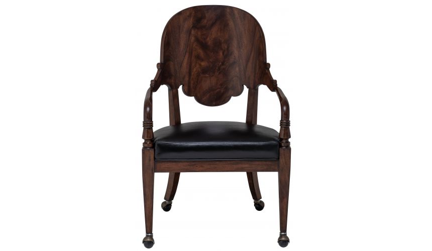 Carved Dark Wellington Cottage Finished Game Chair, Tufted Kodiak L...