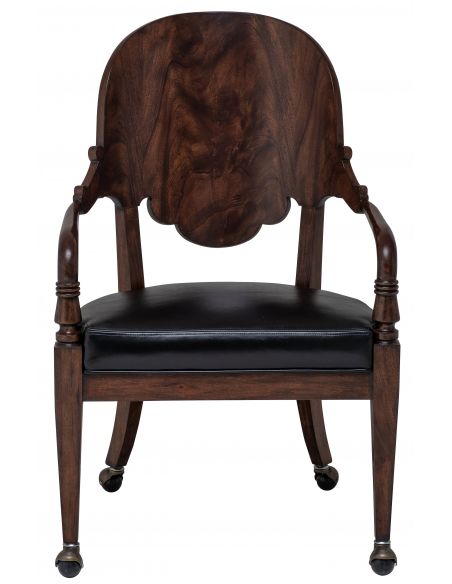 Carved Dark Wellington Cottage Finished Game Chair, Tufted Kodiak L...