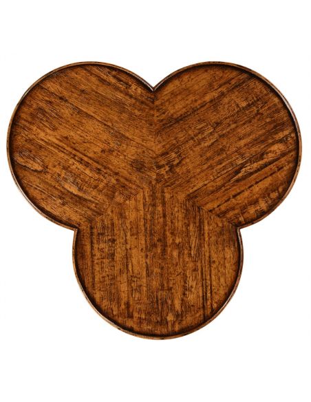 Plank walnut trefoil side table.