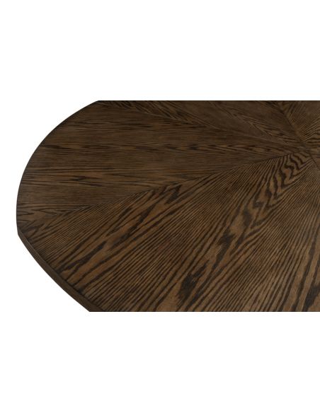 Large round table with self storing leaves.