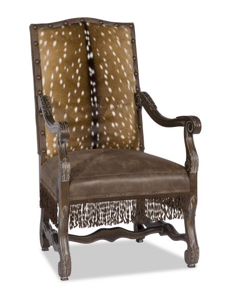 Luxury Upholstered Furniture, Deer Hide and Leather Arm Chair