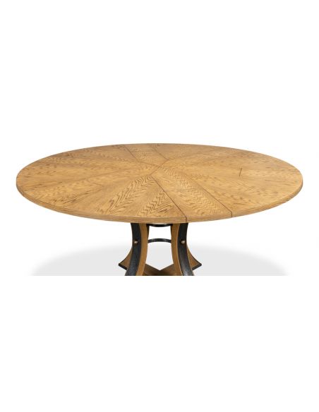 70 Round table with self storing leaves. Gray bleached oak wood