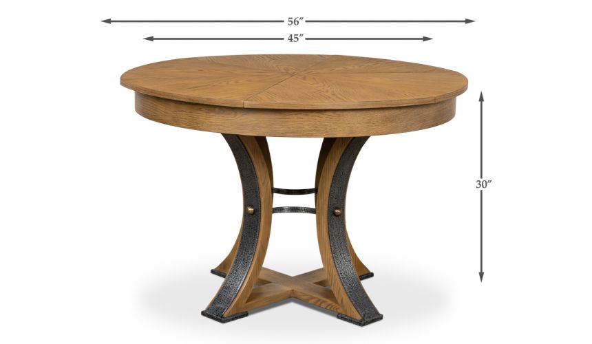 56 Round table with self storing leaves. Gray bleached oak wood